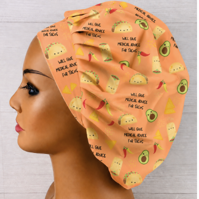 Will Give Medical Advice for Tacos Bouffant Scrub Cap | Handmade Surgical Hat for Nurses