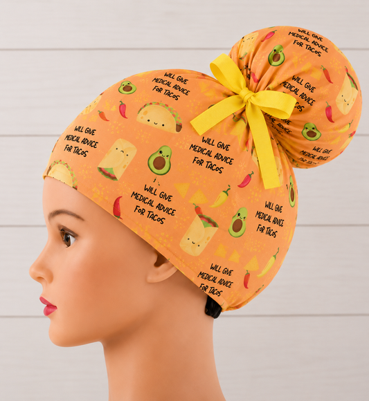 Will Give Medical Advice For Tacos High Bun Scrub Cap - Chic2Surgery