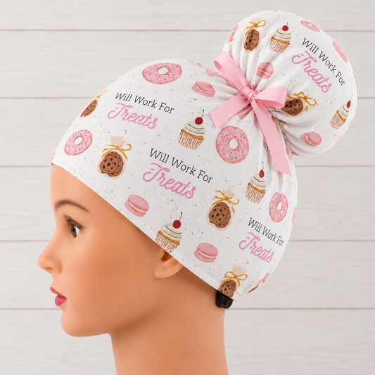 Will Work For Treats High Bun Scrub Cap - Chic2Surgery