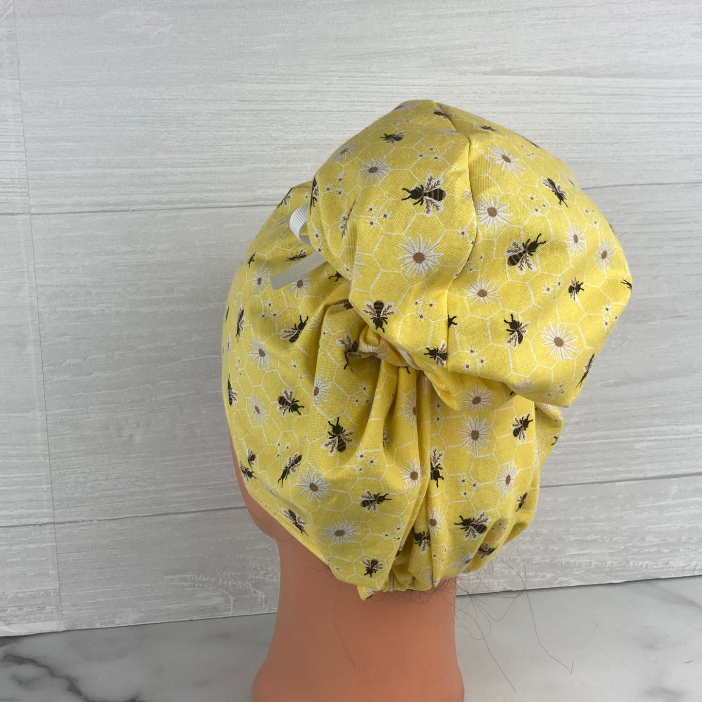 Bees and Daisies Updo Scrub Cap