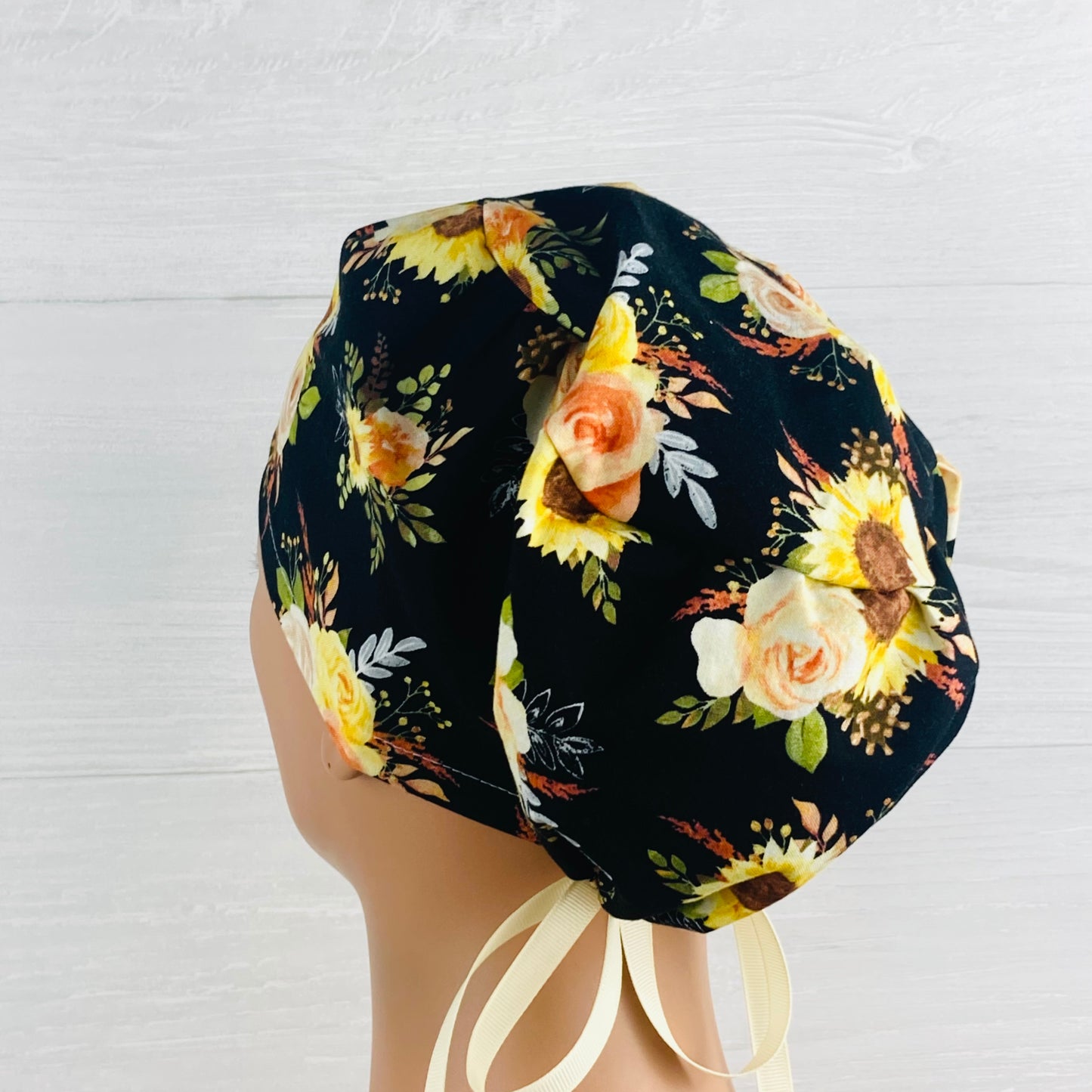Black Fall Floral Women's Tieback Hat