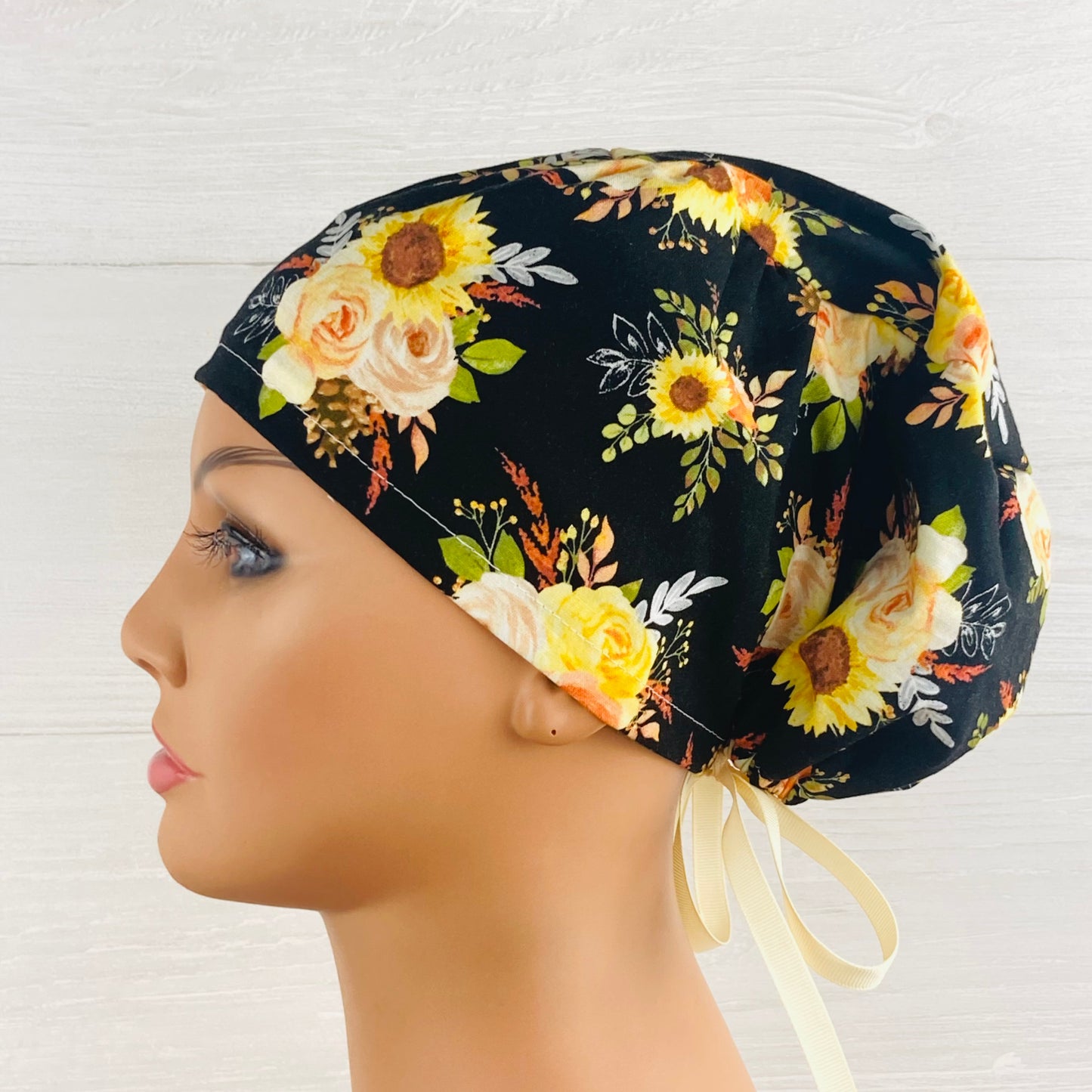 Black Fall Floral Women's Tieback Hat