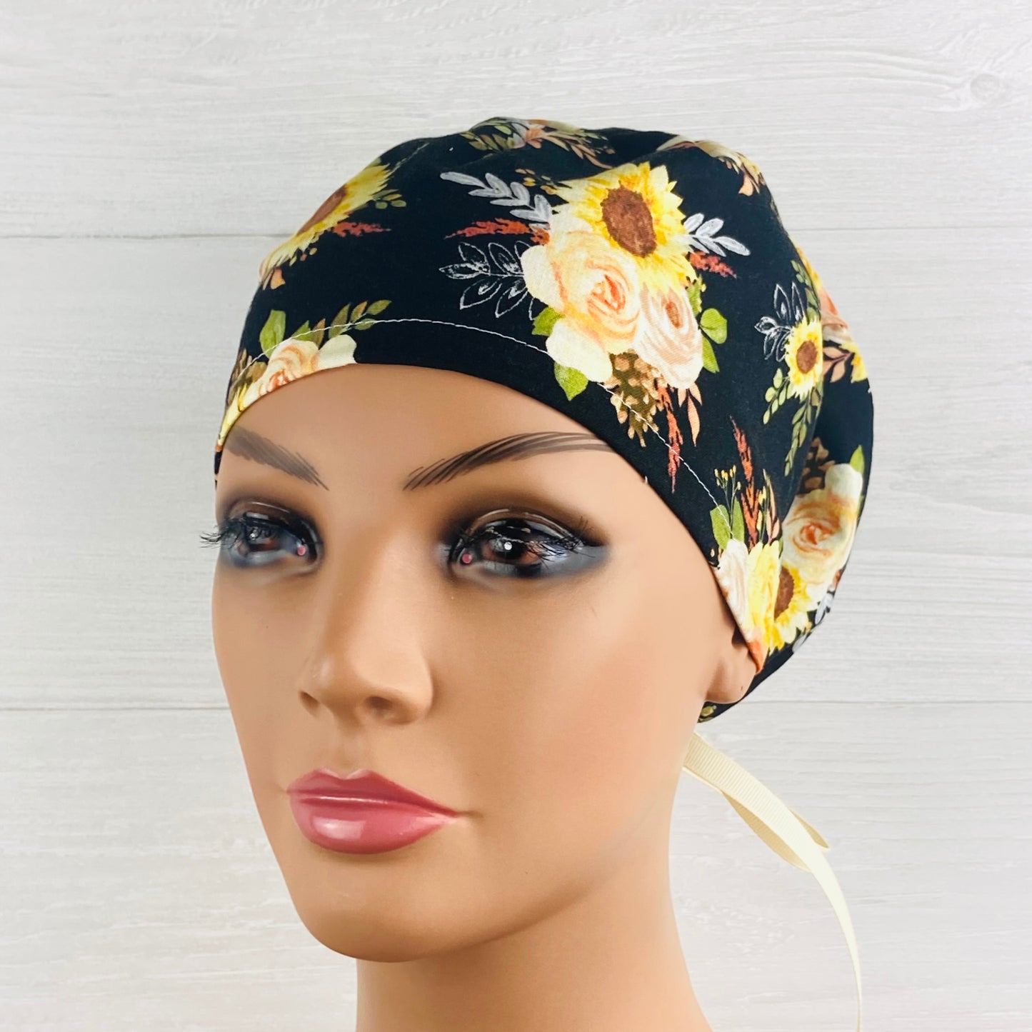 Black Fall Floral Women's Tieback Hat