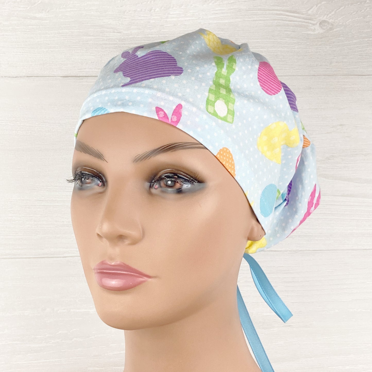 Easter Bunny Blue Dot Women's Tieback Hat