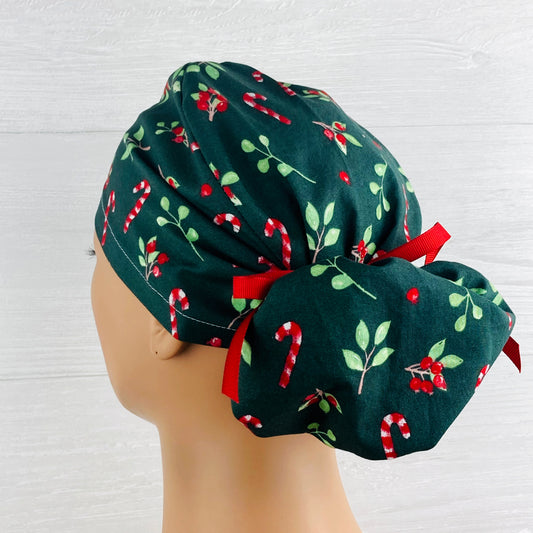 Candy Canes and Holly Ponytail Hat