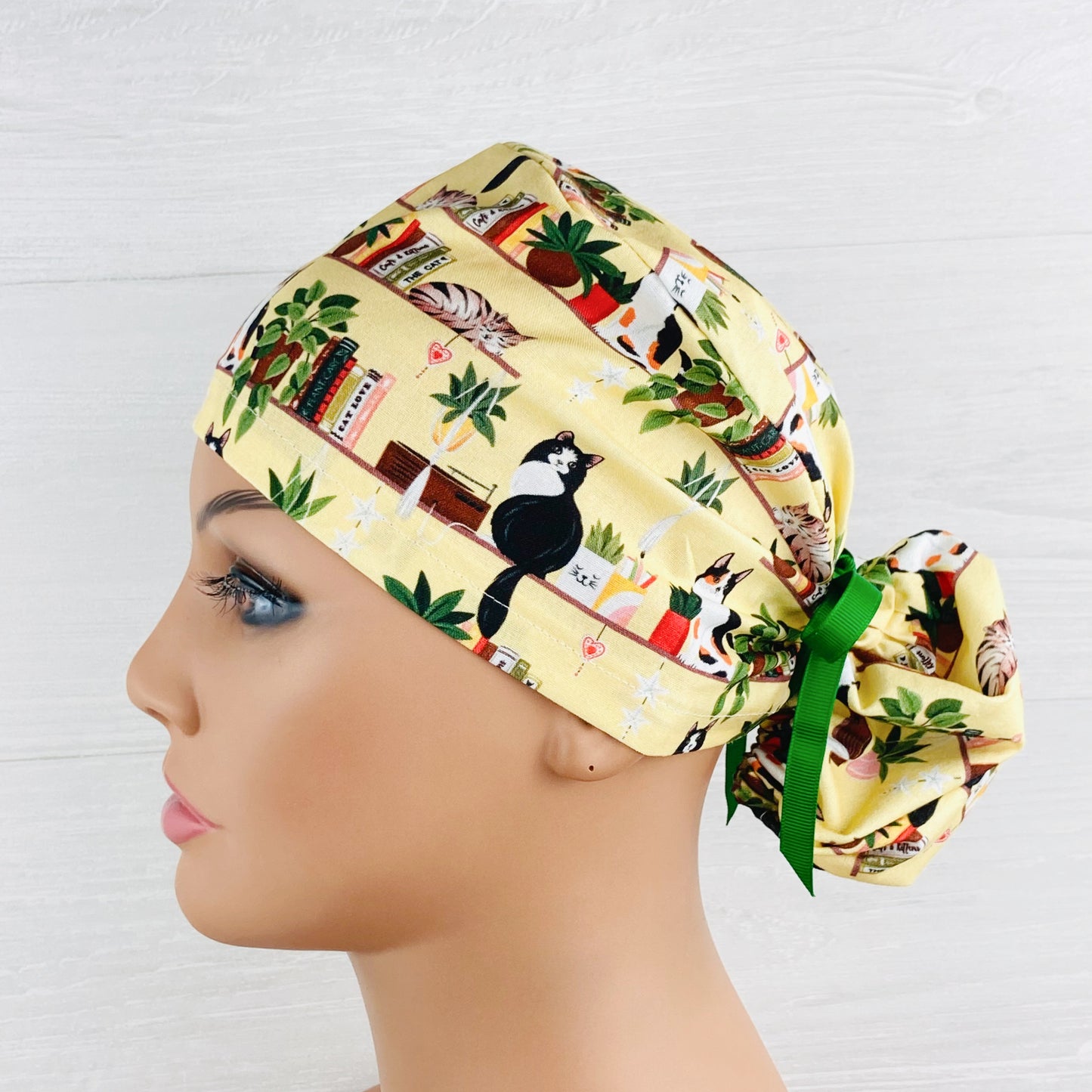 Cats and Books Ponytail Hat