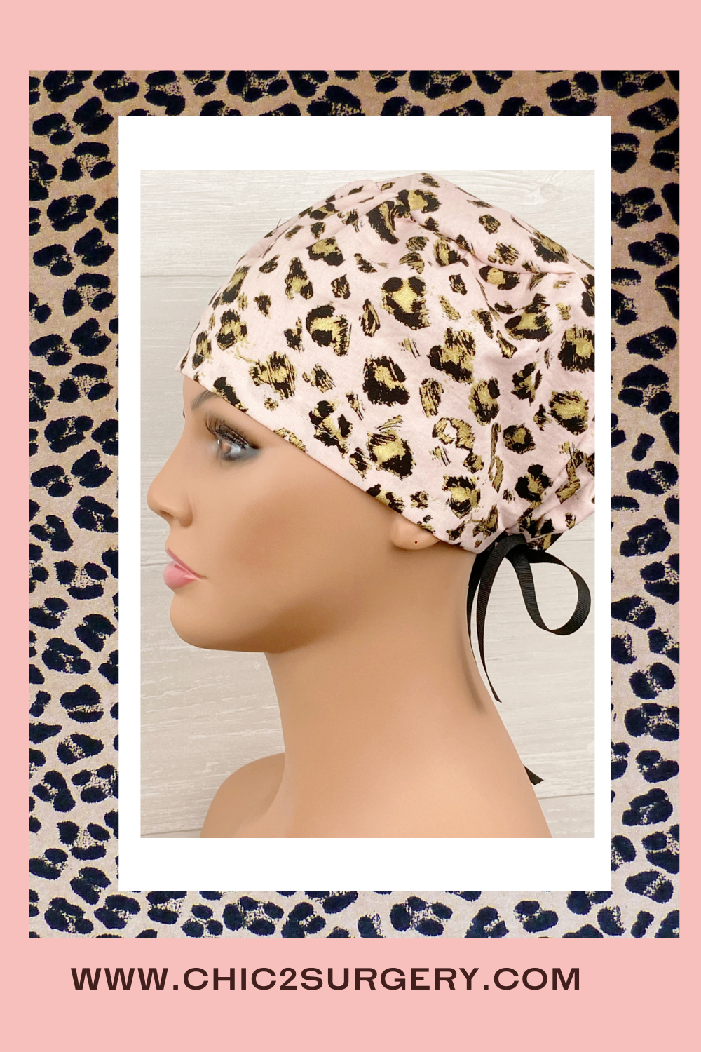 Gold Leopard on Light Pink Women's Tieback Hat