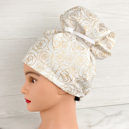 Gold Rosette Updo Scrub Cap - Chic2Surgery