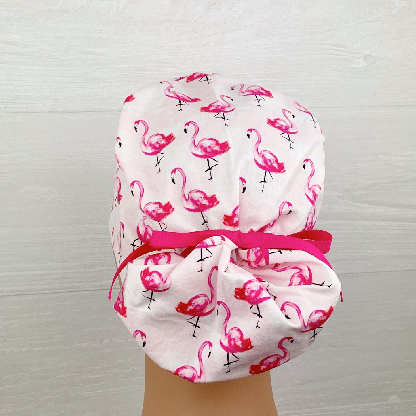 Watercolor Flamingos Ponytail Scrub Hat