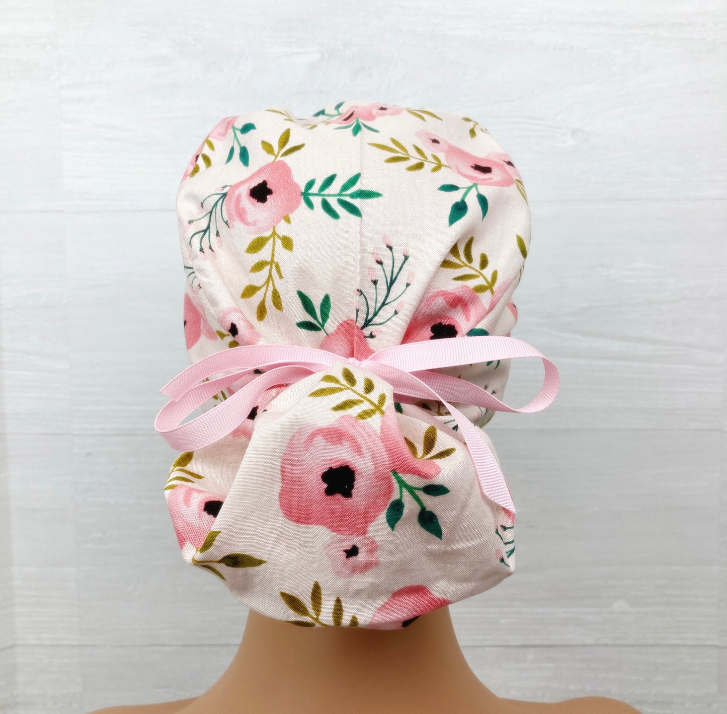 Blush Watercolor Roses Ponytail Hat