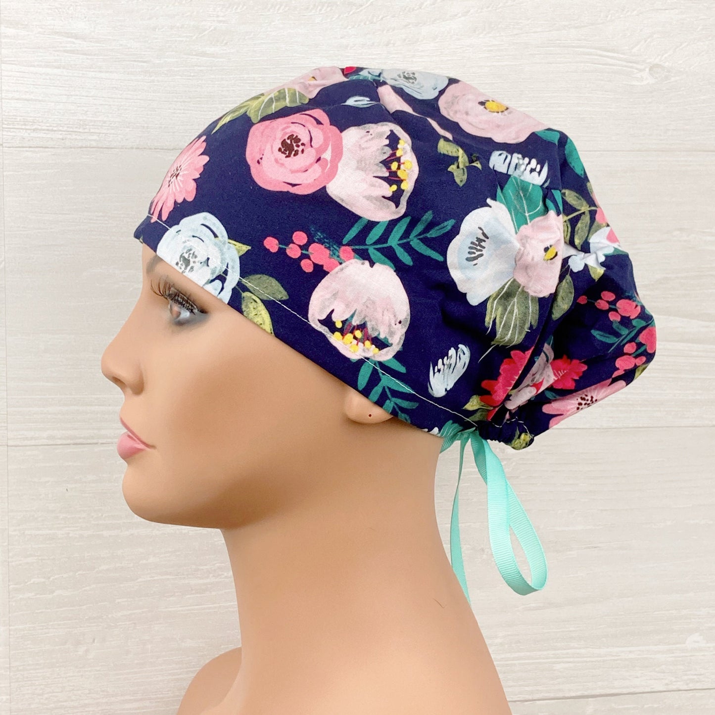 Navy Spring Floral Women's Tieback Hat