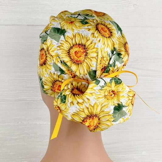 Sunflowers Ponytail Scrub Hat