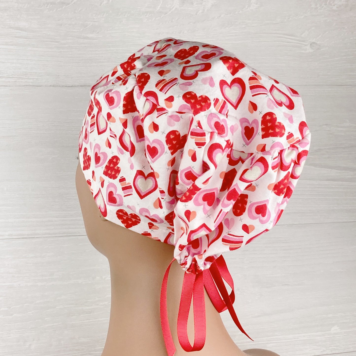 Hearts and Kisses on White Women's Tieback Hat