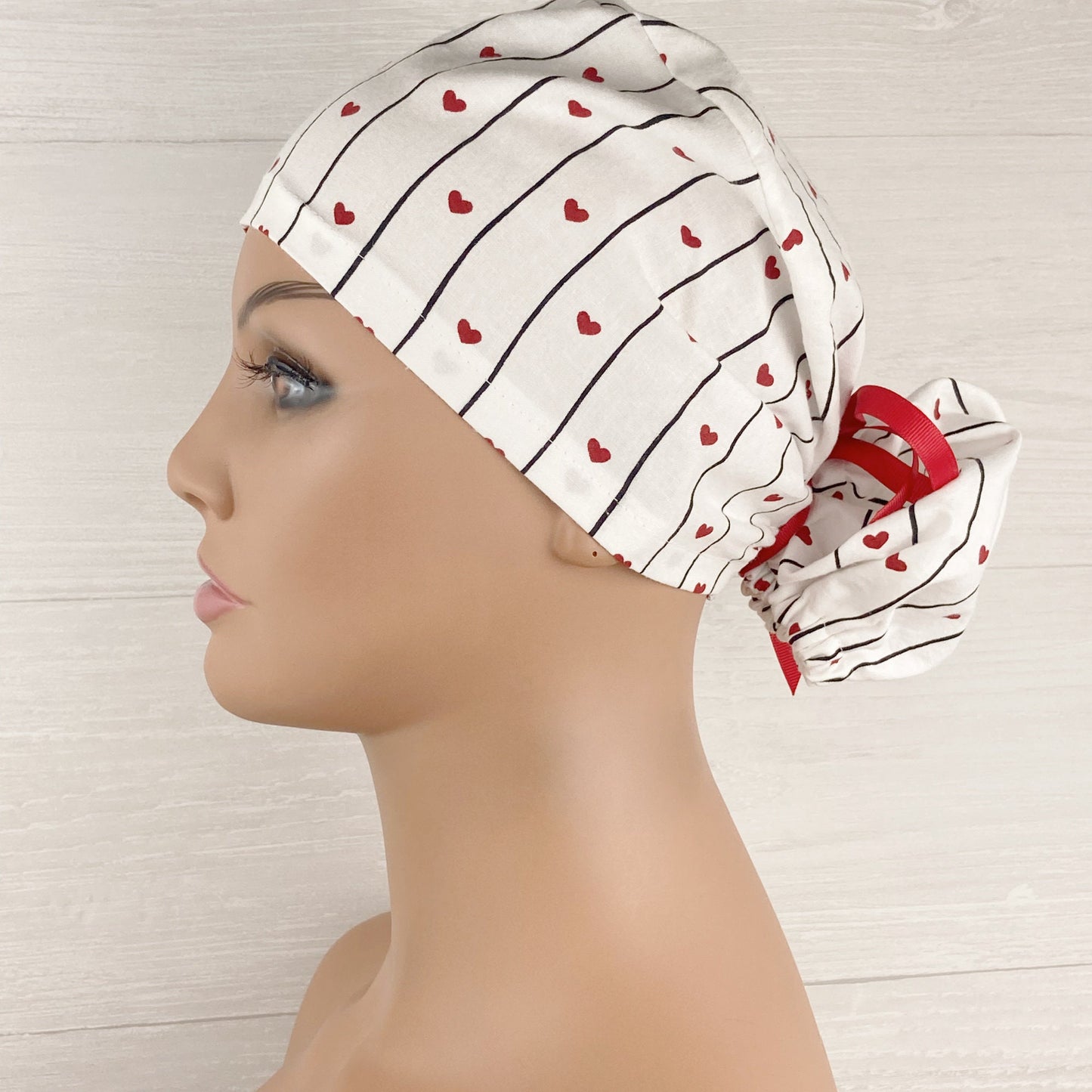 Hearts and Stripes Ponytail Hat