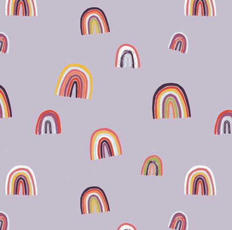 Rainbows on Lavender Ponytail Scrub Hat