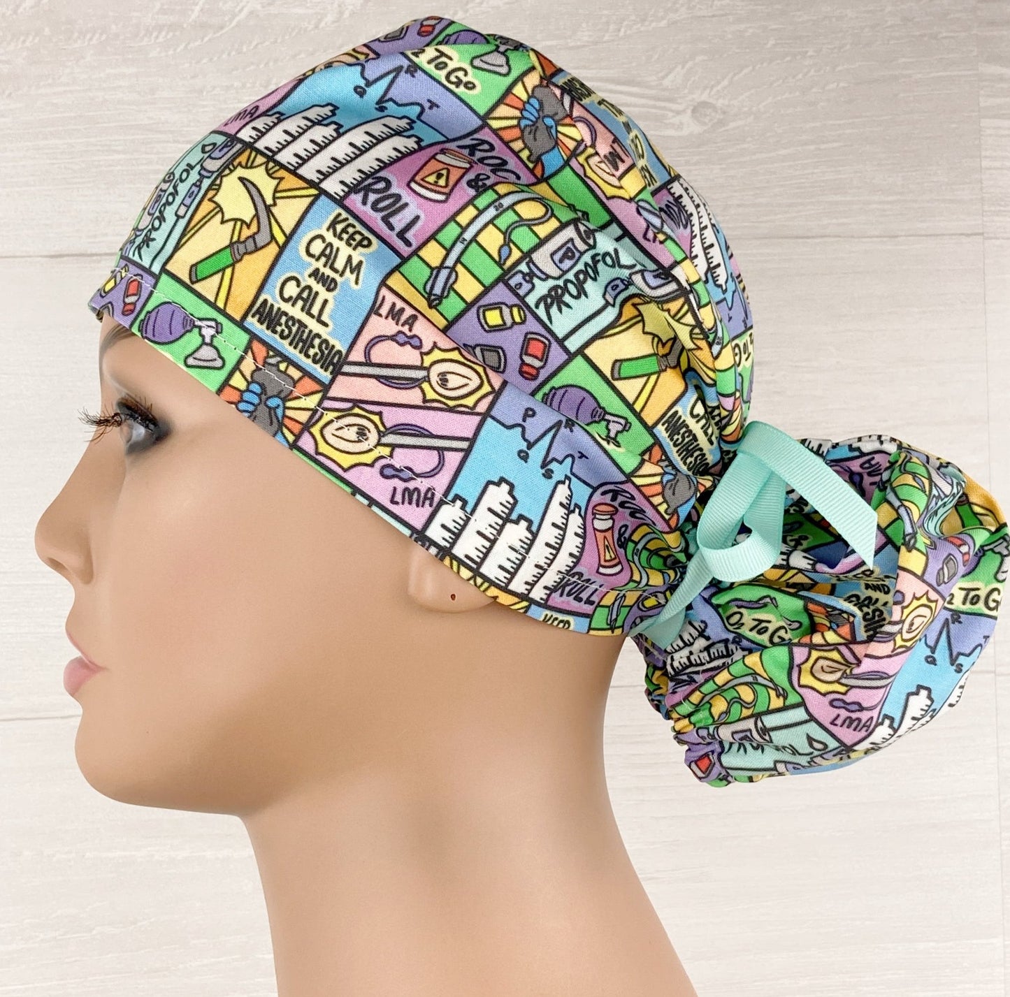 Keep Calm and Call Anesthesia Ponytail Scrub Hat