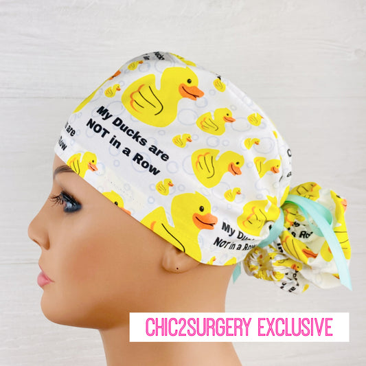 My Ducks are NOT in a Row Ponytail Scrub Hat