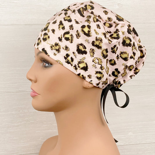 Gold Leopard on Light Pink Women's Tieback Hat