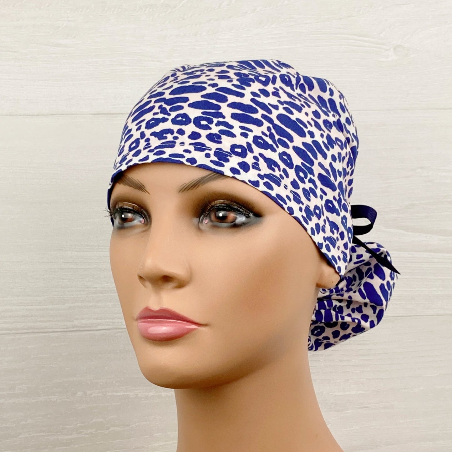 Navy and Pink Leopard Ponytail Hat