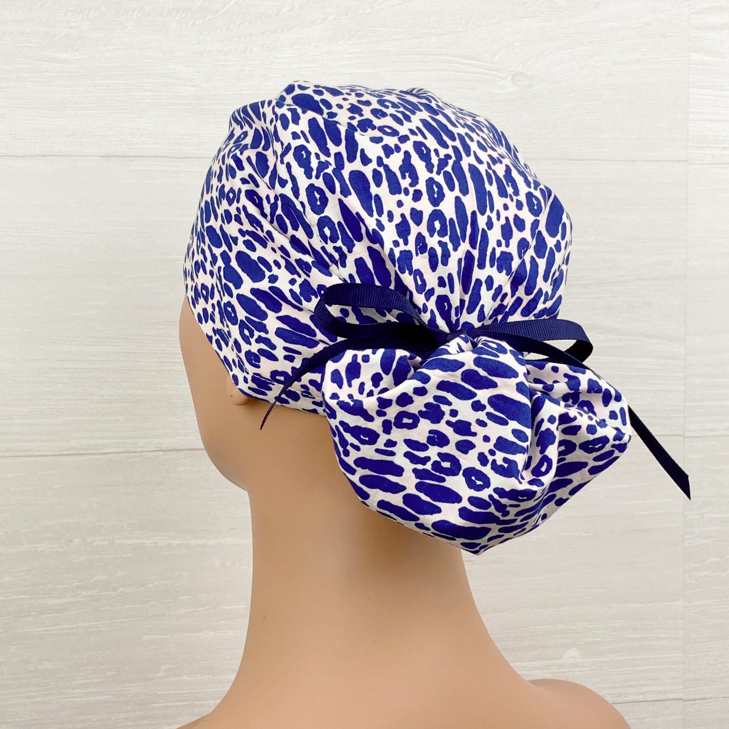 Navy and Pink Leopard Ponytail Hat