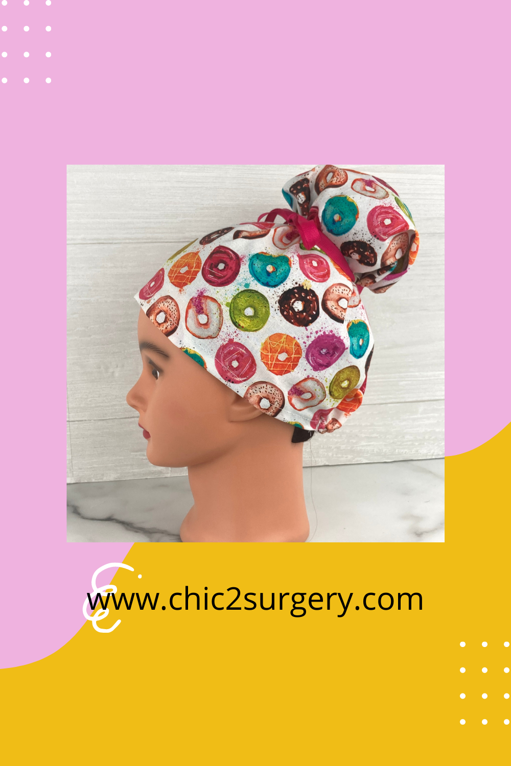 Rainbow Donuts Updo Scrub Cap