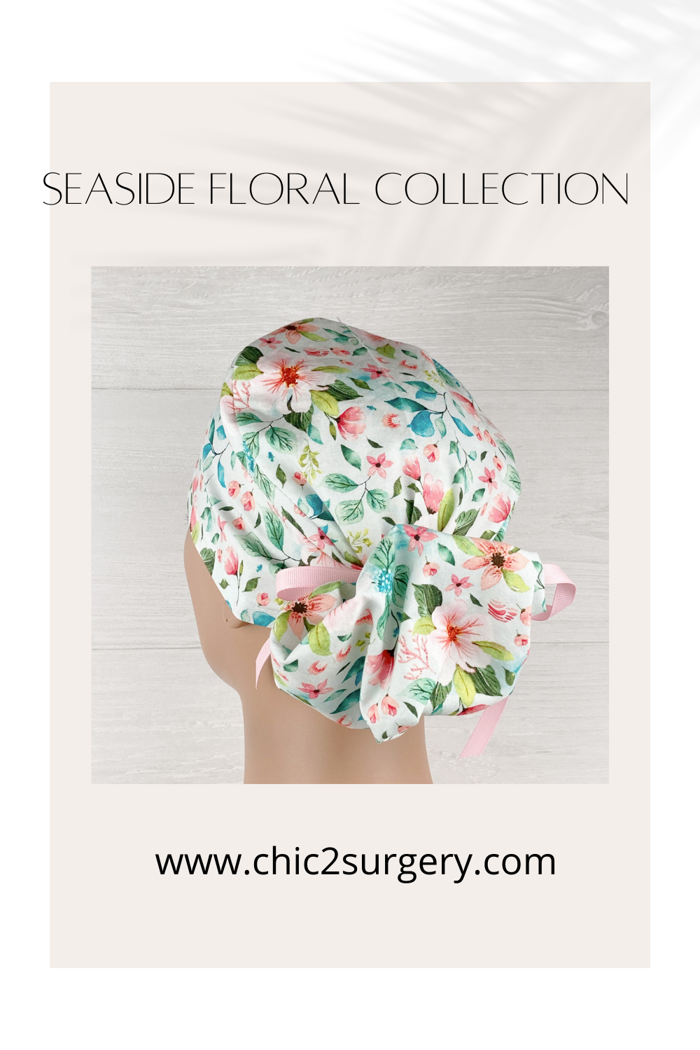 Seaside Floral Ponytail Scrub Hat