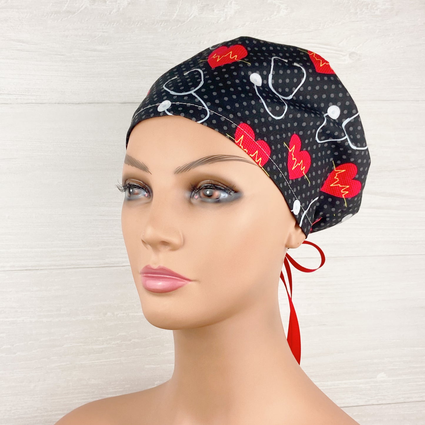 Hearts and Stethoscopes Women's Tieback Hat