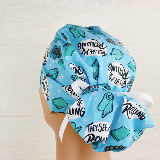They See Me Rolling Ponytail Scrub Hat
