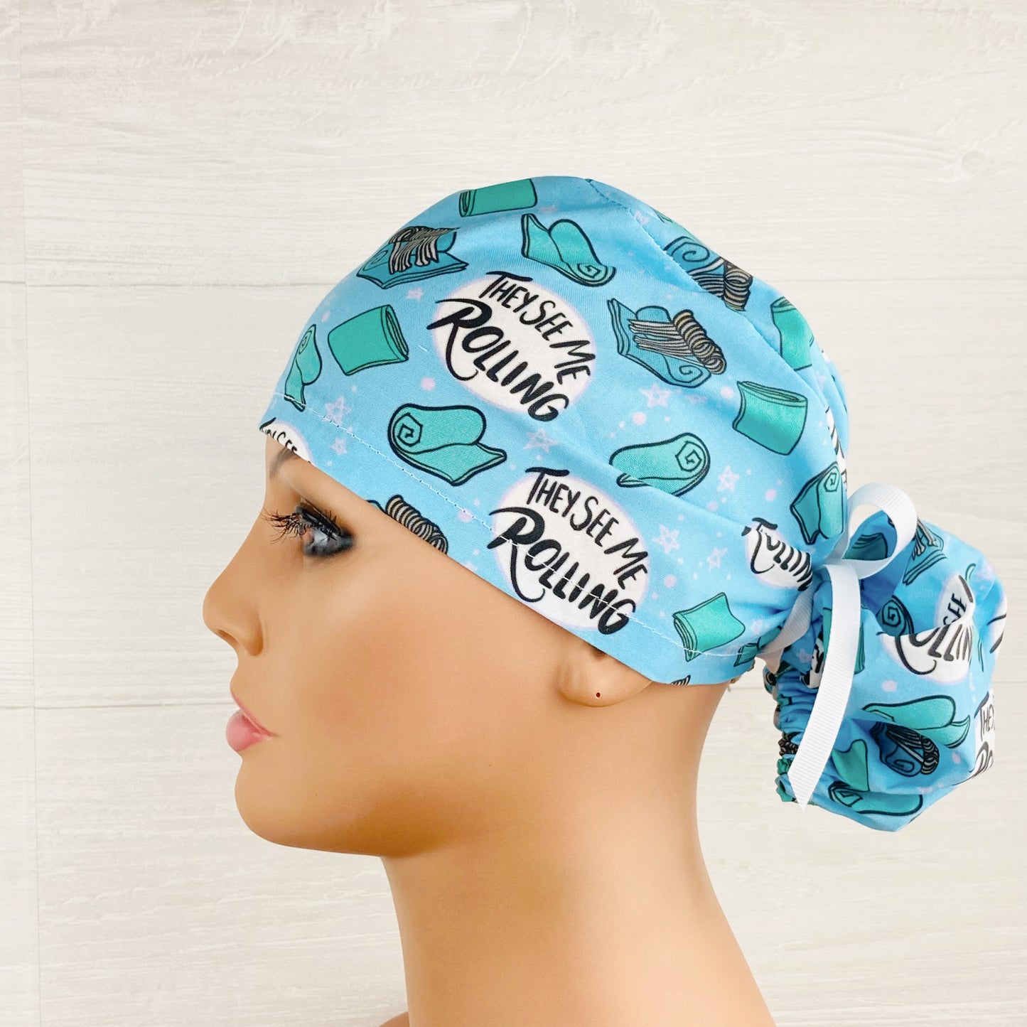 They See Me Rolling Ponytail Scrub Hat