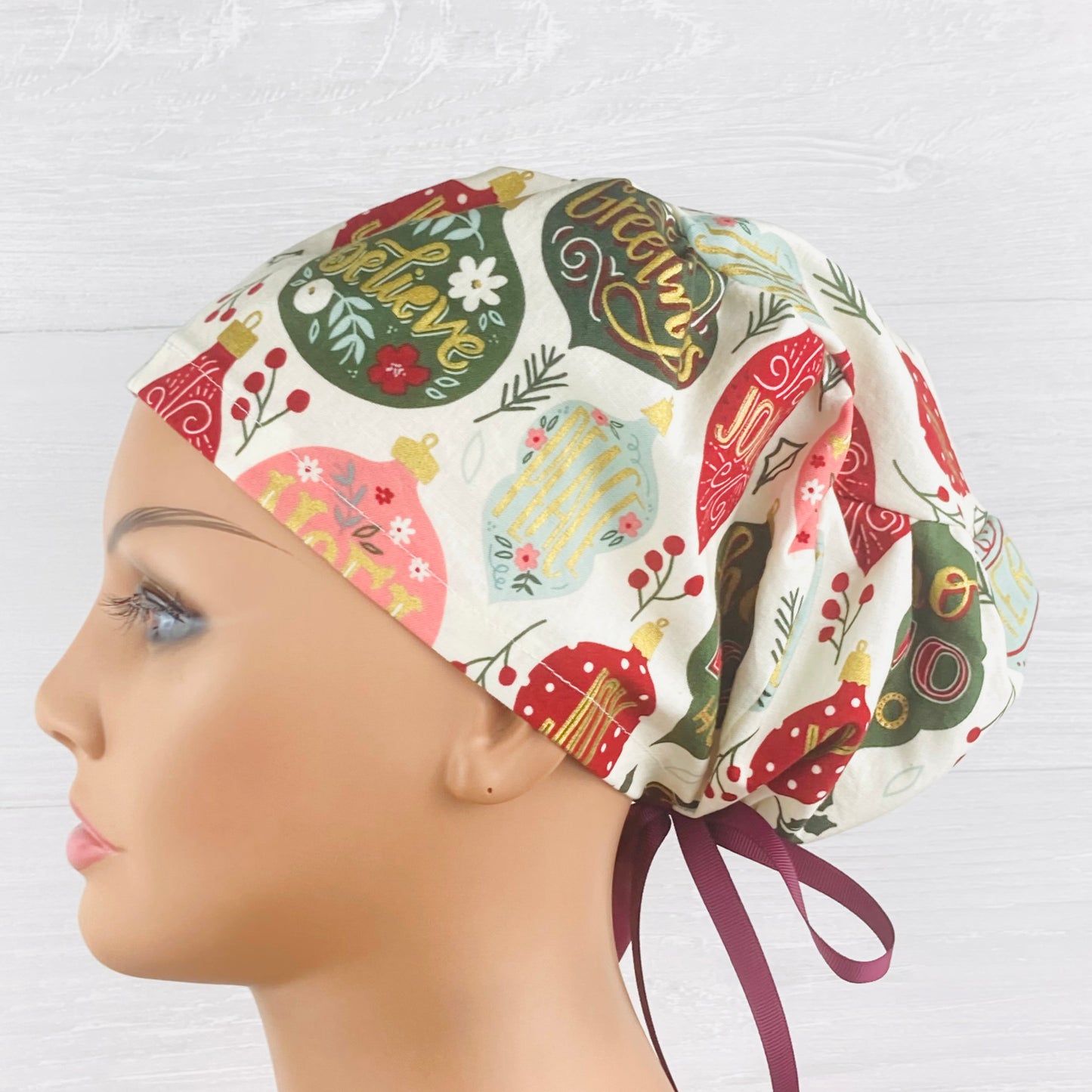 Vintage Christmas Ornaments Women's Tieback Hat