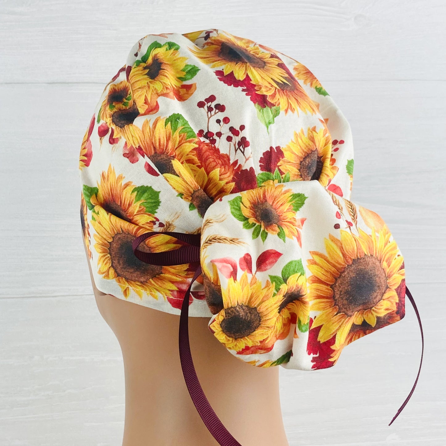 White Fall Floral Ponytail Hat